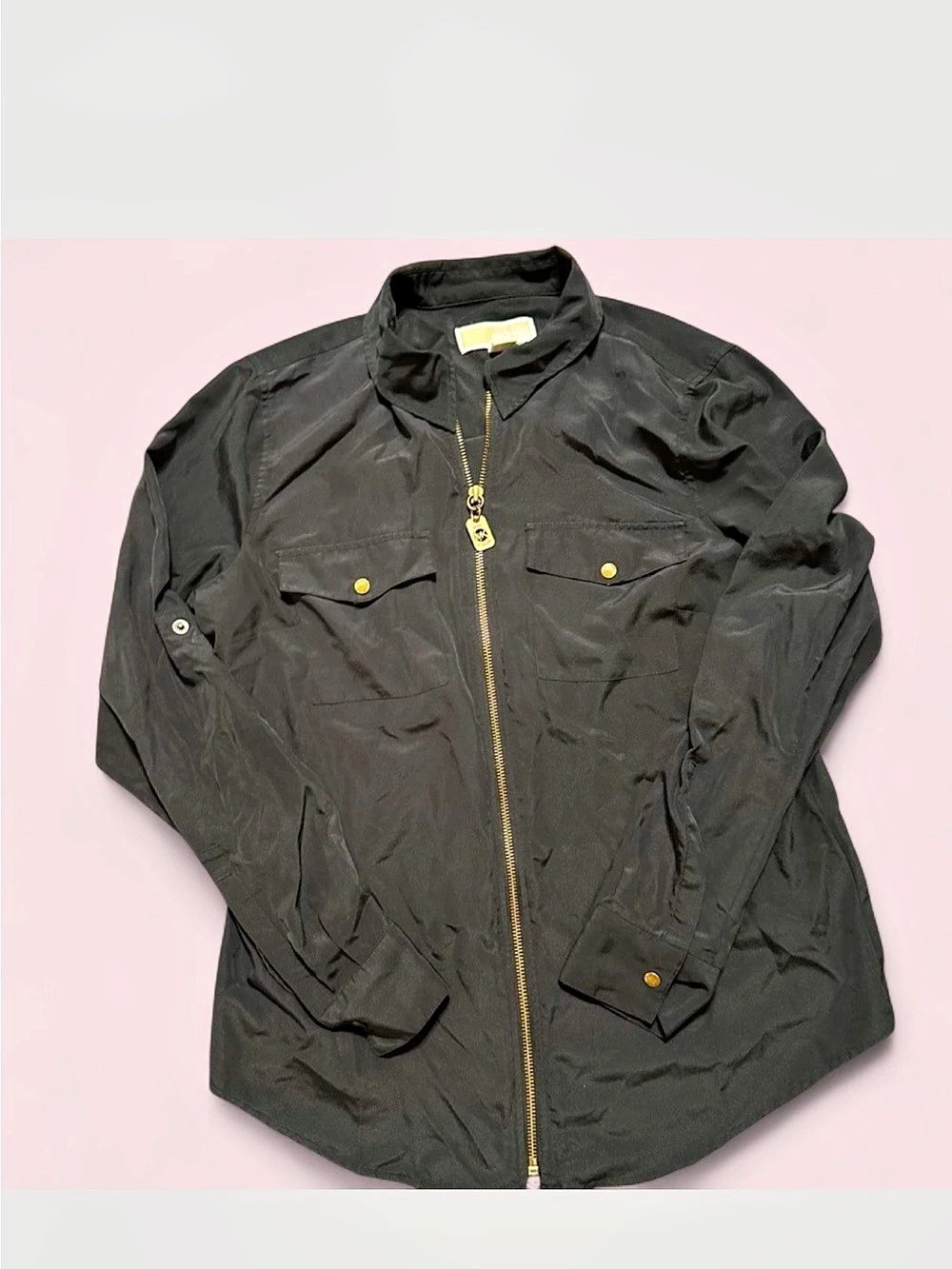 MICHAEL Michael Kors Zip-Up Utility Blouse Black